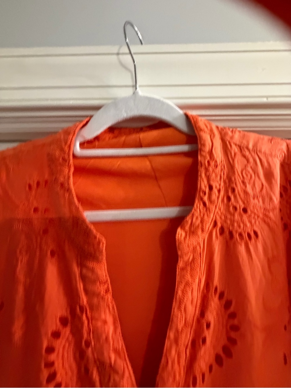 Orange Eyelet Tiered Midi Dress - Women - Picture 8 of 10